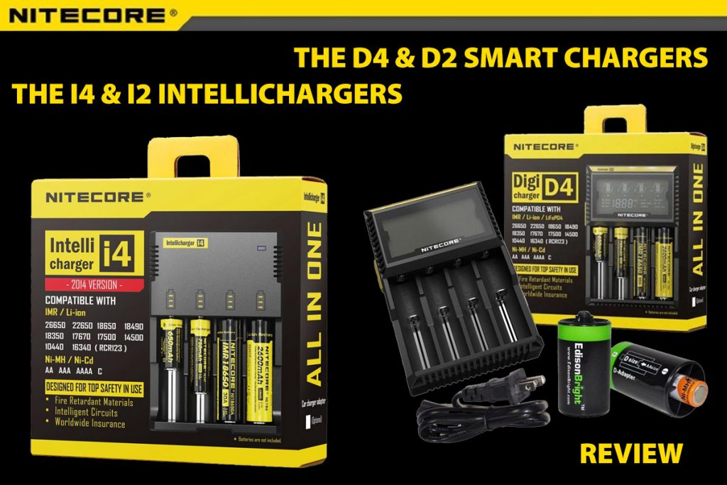 NITECORE Q4 Smart Universal 18650 Vape 4 Bay Rechargeable Battery Yellow Charger 