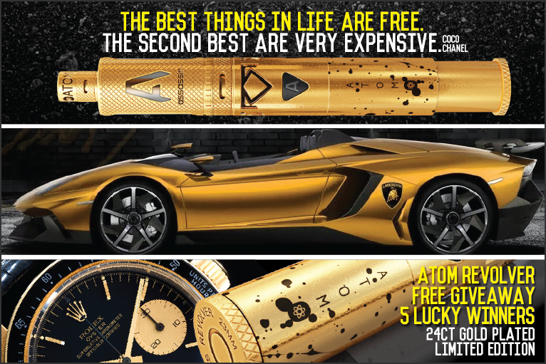GIVEAWAY – 24-ct Gold Plated Atom Vapes Revolver Kit