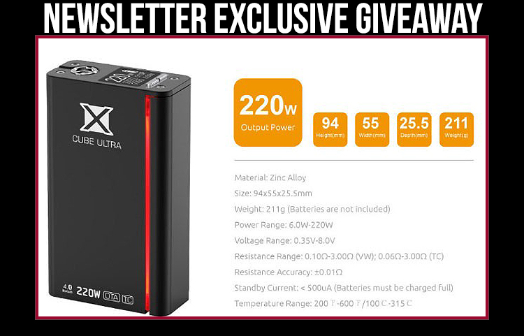 NEWSLETTER GIVEAWAY X CUBE ULTRA